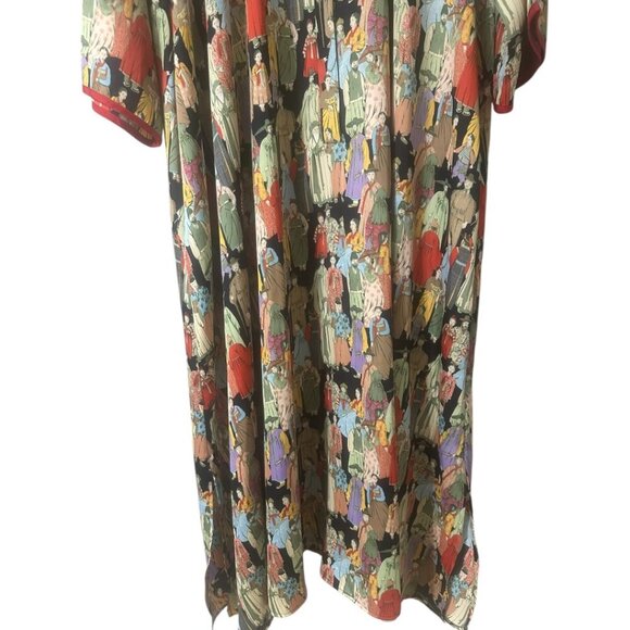 Natori Dynasty Mandarin Zip Caftan Dress XXL Art To Wear Loungewear Resort Wear - Picture 10 of 14